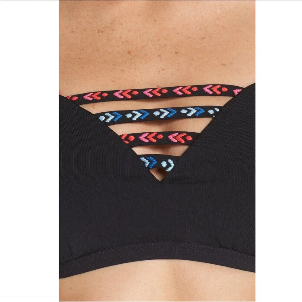 NWT Seafolly Desert Tribe‎ Underwire Bikini Top Black [SZ 6DD US/ 10DD AU]
